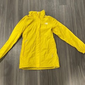 Northface Yellow Polka Dot Rain Jacket. Size Small.